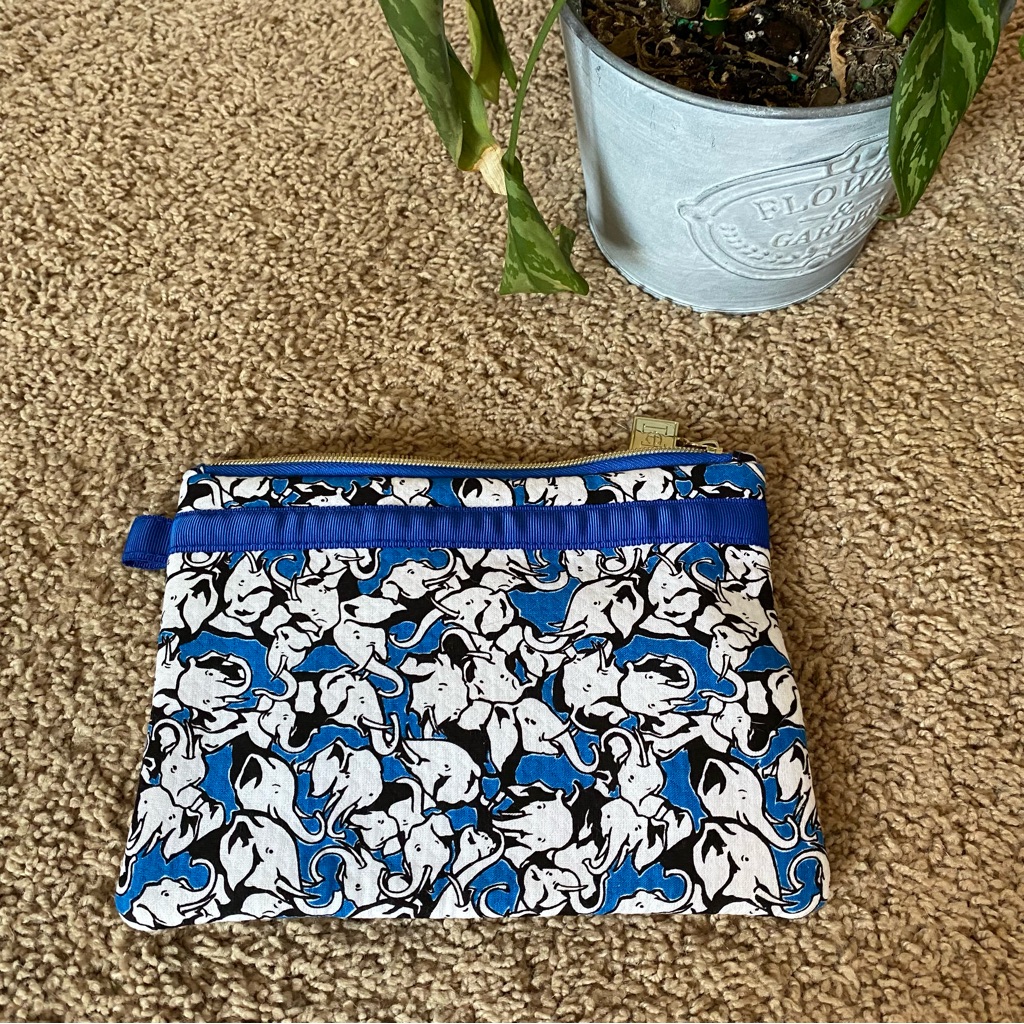 Carolina Herrera Neiman Marcus Blue Elephant Print Bag